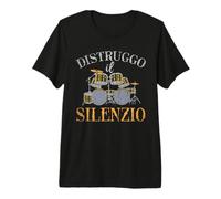 Drummer Regalo Musica Distruggo Il Silenzio Drums Batteria Maglietta Premium