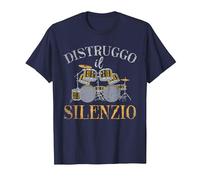 Drummer Regalo Musica Distruggo Il Silenzio Drums Batteria Maglietta, Uomo, Navy, M