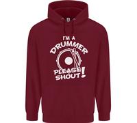 Drumming Im A Batterista Please Shout Divertente Bambini Felpa con Cappuccio