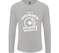 Drumming Im A Batterista Please Shout Divertente Uomo Maniche