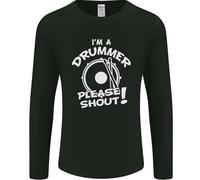 Drumming Im A Batterista Please Shout Divertente Uomo Maniche