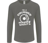 Drumming Im A Batterista Please Shout Divertente Uomo Maniche
