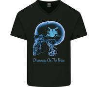 Drumming On The Brain Drummer Drum Divertente Maglietta In Cotone A V Per Uomo