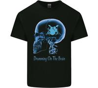 Drumming On The Cervello Batterista Tamburo Divertente Uomo Cotone T-Shirt