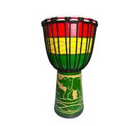 Drums Djembe TAOSKNE tamburo africano, realizzato in pelle di capra antica, intagliato e dipinto a mano, standard da 25,4 cm, tamburello per adulti di livello professionale (elefante arcobaleno)