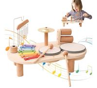 Drums in Legno per bambini, Tamburi in Legno-Musica-Music- Educational 7-in-1 Musica sensoriale Giocattoli fatti di musica sensoriale in Legno di 2 anni come compleanno