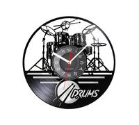 Drums Wall Clock - Record Music-Themed Decorative Clock, Artistic Home Accent, Creativee Wall Display, Uniquee Music Lover Ornament, Stylish Party Feature | Fun Gift Idea, Distinctive Musical Decor