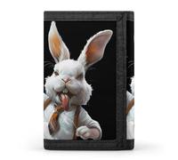 Drunk Rabbit stampato Tri-fold portafogli tasca frontale titolare fermasoldi con scomparti per carte di credito per uomo donna, Stile:, Taglia unica