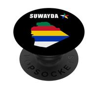 Drusi, bandiera drusa, simbolo druso, come Suwayda, Siria, Suwayda mappa. PopSockets PopGrip Adesivo