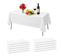 Druuzyl 10 Pezzi Tovaglia Usa e Getta 137x274cm Tovaglie Rettangolari per Feste, Tovaglia Antimacchia Impermeabile in Plastica per Feste Matrimoni Compleanni, Bianco