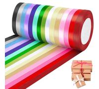 Druuzyl 15 Rotoli Nastro di Raso 22m x 10mm - Tessuto Satinato per Confezione Regali, Matrimoni e Fiori, Ideale per Decorazioni, Artigianato e Pacchi Regalo Colorati (Set Completo 15 Colori)