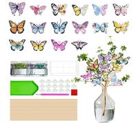 Druuzyl 16 Pezzi Set di Papillon con Pittura a,Decorazione di Papillon a Diamanti Diy, Set di Artigianato di Pittura a Diamanti per Bambini E Adulti, Regalo per Bambini e Mamme.