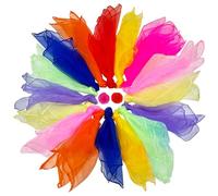 Druuzyl 18 Foulard Giocoleria 60x60cm - Chiffon colorato per Bambini - Set 9 Colori per Danza, Circo e Giochi - Sciarpe magiche quadrate in Tessuto Leggero