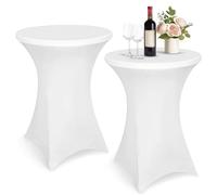 Druuzyl 2 Pezzi Elastica Copritavolo Stretch Tovaglia Elasticizzata per Tavoli Alti 80x110 cm, Copritavoli Stretch Bianchi in Spandex Adatti per Tavoli di Matrimonio Feste di Compleanno