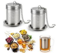 Druuzyl 2 Pezzi Infusore per Tè in Acciaio Inossidabile - Filtro per Tè Sfuso con Coperchio, Adatto per Teiere e Tazze, Lavabile in Lavastoviglie