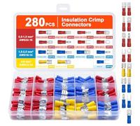 Druuzyl 280PCS Kit Connettori Elettrici a Crimpare, 15 Tipi Terminali Isolati con Spade e Forcelle - Set per Cavi Auto, Moto, Elettricità (2.8mm/4.8mm/6.3mm, PVC Isolato)