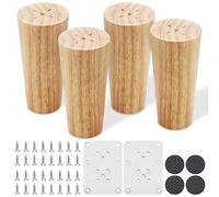 Druuzyl 4 Pezzi Gambe per Mobili in Legno Massello 10cm Gambe per Coniche Ricambio Parti di Mobili con Viti e Piastra di Montaggio Gambe per Mobili in Legno per Cabinet Divano Letto Tavolo