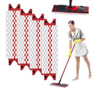 Druuzyl 4 Pezzi Panno in Microfibra per Vileda Ultramax/UltraMax Plus/EasyWring - 46x13cm - Ricambi Compatibili per Mop Pavimenti (Duri/Delicati) - Lavabile in Lavatrice
