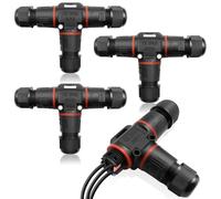 Druuzyl 4 Pezzi Scatola di Giunzione IP68 3 Poli - Connettore Elettrico Impermeabile per Esterni Ø5-12mm - Adatto Giardino, Pavimenti - Scatola di Derivazione per Cavi Sotterranei e Interrati