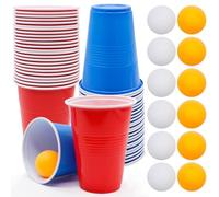 Druuzyl 50 Bicchieri Beer Pong Riutilizzabili 500ml + 12 Palline da Ping Pong - Set Completo per Feste e Giochi Alcolici | Ideale per Compleanni, Matrimoni e Campeggio | Bicchieri da Birra con Design