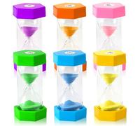 Druuzyl 6 Clessidre Colorate per Bambini (1/3/5/10/15/30 Min) - Timer per Gioco, Studio e Gestione del Tempo | Set Educativo con 6 Sabbie Colorate, Regalo Creativo per Bambini