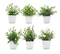 Druuzyl 6 Pezzi Piante Artificiali in Vaso, Mini Piante Finte in Plastica per Interni, Decorazione per Ufficio/Camera/Terrazza/Bagno, Piante Artificiali Senza Manutenzione con Vaso