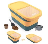 Druuzyl Contenitore Crocchette Cane Gatto 5KG - Porta Crocchette Pieghevole Ermetico con Misurino e Pala,Ciotola flessibile per cani, Bidone per Alimenti Secchi e Umidi,giallo