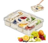 Druuzyl Contenitore per Snack con 8 Scomparti e Coperchio - Organizzatore Portatile per Caramelle, Frutta, Noci e Spezie - Piatto Divisorio per Pranzo, Ufficio o Viaggio - Ideale per Conservare Snack