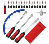 Druuzyl Kit Professionale 3 Pezzi Leve per Gomme in Acciaio - Set Smontagomme per Motocicli e Biciclette con Cucchiai Pneumatici e Protezioni Cerchioni, Attrezzi per Cambio Pneumatici e Riparazioni St
