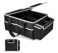 Druuzyl Organizer per Bagagliaio Auto, Grande Capacità Organizzatore per Bagagliaio, Pieghevole per Auto, Fondo Antiscivolo con Scomparti Organizer per Bagagliaio, Coperchio Pieghevole (Nero)