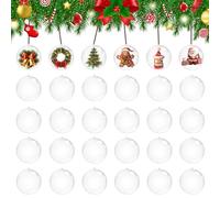 Druuzyl Palline di Natale in Plastica Trasparente 30 Pezzi 6cm - Decorazioni Albero di Natale da Riempire DIY, Ornamenti Infrangibili per Interni/Esterni, Palline Vuote per Creazioni Artigianali e Reg