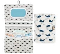 Druuzyl Porta Pannolini e Salviette da Borsa 2 in 1 Borsa Pannolini per Bambini Pieghevole Piccola Borsa per Pannolini Organizer Porta Pannolini per Neonati per Mamma in Viaggio (Tema di balena)