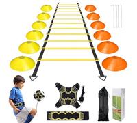 Druuzyl Set Allenamento Calcio Professionale - Scala Agilità 6m + 12 Coni + Borsa per velocità e Coordinazione