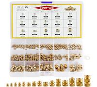 Druuzyl Set da 300 Inserti Filettati in Ottone per Stampanti 3D - M2 M2.5 M3 M4 M5 M6 - Dadi Zigrinati con Scatola PP ed Etichetta