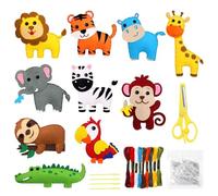 Druuzyl Set da cucito per bambini, fai da te, in feltro, per bambini, a partire dai 6 anni, animals, set per lavori fai da te, artigianato, per animali di peluche, divertimento