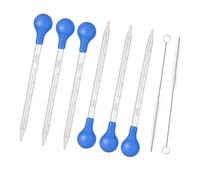 Druuzyl Set di 6 Pipette in Vetro da 10 ml Contagocce Graduati con Tappi in Silicone e Spazzola di Pulizia per Laboratorio, Ricerca Alimentare, Medicina, Scuola Pipetta Graduata in con 2 Spazzola