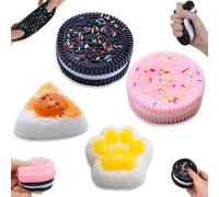 Druuzyl Squishy 4 Pezzi Squishy Oreo Giocattoli Antistress in Silicone Mini Artigli di Gatto Antistress, Squishy Biscotto per Alleviare lo Stress Onigiri Giocattolo per Casa Ufficio Viaggi