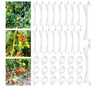Druuzyl Tomatenhaken Metall, 18 Pezzi Porta Pomodoro Ganci con 18 Clip per Piante con spago da 10 m, Robuster Tomaten-Haken, Supporto per Piante, Porta Pomodoro Ganci per Piantare Verdure Frutta