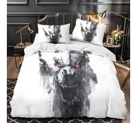 DRVASMXCP Faccia_di_mostro Set Di Copripiumino Set di 3 Pezzi microfibra stampa di 3D con cerniera con federe per cuscini stile_arte_oscura copripiumino for adulti e ragazze Single（135x200cm）