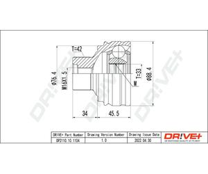 Drve+ DP2110.10.1104 Kit giunti, Semiasse per AUDI