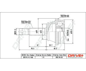 Drve+ DP2110.10.1180 Kit giunti, Semiasse per FIAT