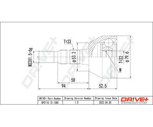 Drve+ DP2110.10.1380 Kit giunti, Semiasse per OPEL,VAUXHALL