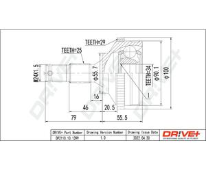 Drve+ DP2110.10.1399 Kit giunti, Semiasse per PEUGEOT