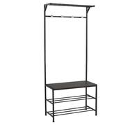DRW Appendiabiti da Pavimento con 4 Ripiani in Metallo e MDF in Nero, Multicolore, Medidas: 80x80x74 cm