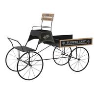 DRW Carrello per cavalli fioriera in metallo nero 121x168x69 cm