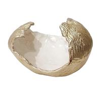 DRW Centro Decorativo per Tavolo con Forma Arrotondata in Alluminio Bianco e Oro 19 x 31 x 26 cm
