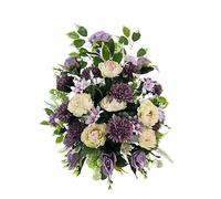DRW Centro di Fiori Artificiali Cimitero, Chiesa Matrimoni sepolture Beige e Malva con peonie, Rose e Pompon 63x25x60 cm