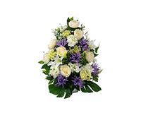 DRW Centro di Fiori Artificiali per Cimitero Chiese Matrimoni Centro Fiori per i Santi Beige Viola e Bianco 75x55 cm