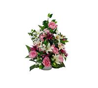 DRW Centro di Fiori Artificiali per Cimitero Chiese Matrimoni Centro Fiori per i Santi Rosa e Bianco 75x55 cm