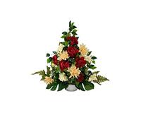 DRW Centro di Fiori Artificiali per Cimitero Chiese Matrimoni Centro Fiori per i Santi Rosso Arancione e Beige 75x55 cm